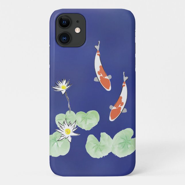 Koi Pond - coque iphone Arrière - plan bleu (Dos)