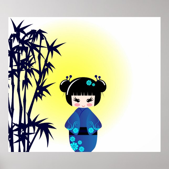 Kokeshi doll and bamboo poster (Devant)