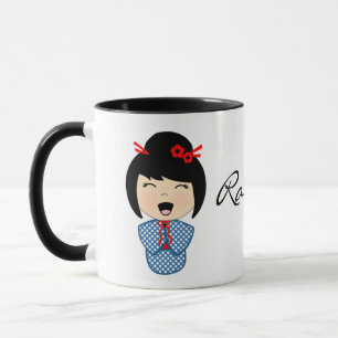 Kokeshi Doll Black 11 oz Combo Mug