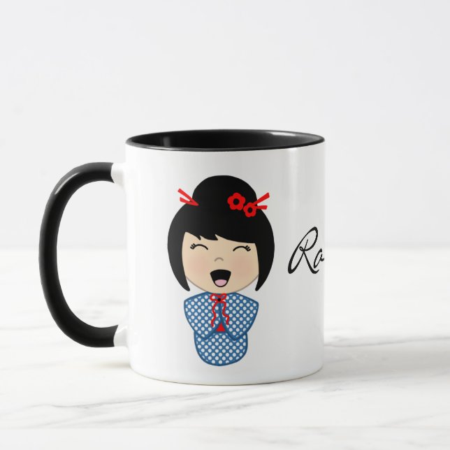 Kokeshi Doll Black 11 oz Combo Mug (Gauche)