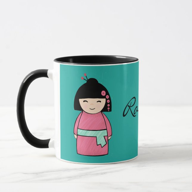 Kokeshi Doll Black 11 oz Combo Mug (Gauche)