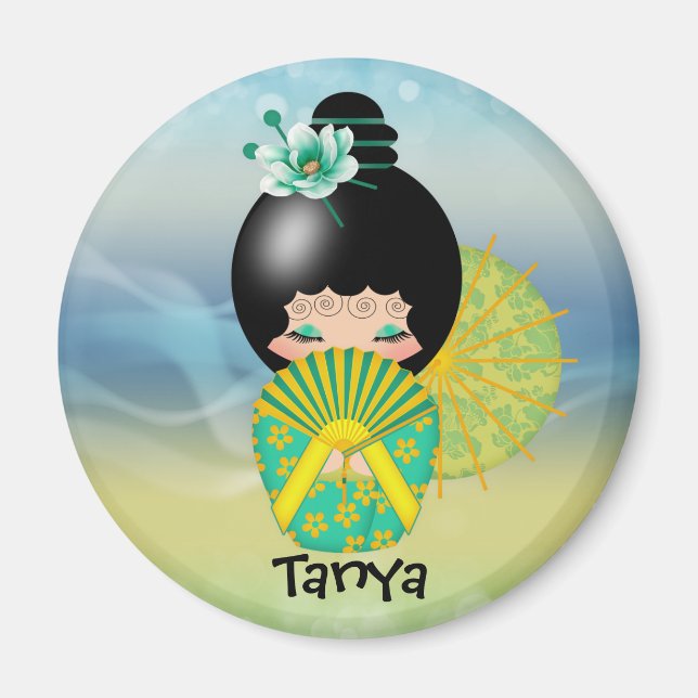 Kokeshi Doll Illustration Fridge Magnet (Devant)