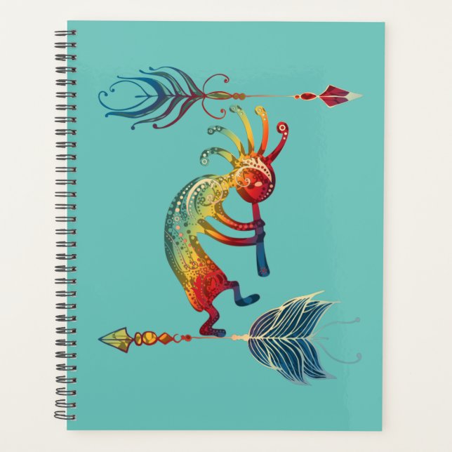 Kokopelli Amérindien avec deux plumes 1 (Devant)