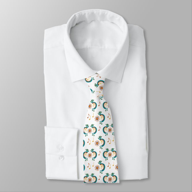 Kokopelli avec Cravate blanc Motif Sun (Attaché)