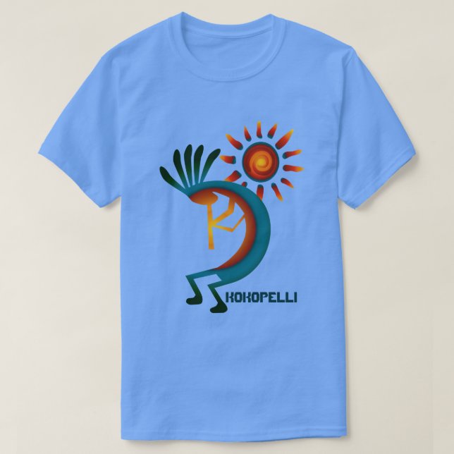 Kokopelli avec T-shirt bleu soleil (Design devant)