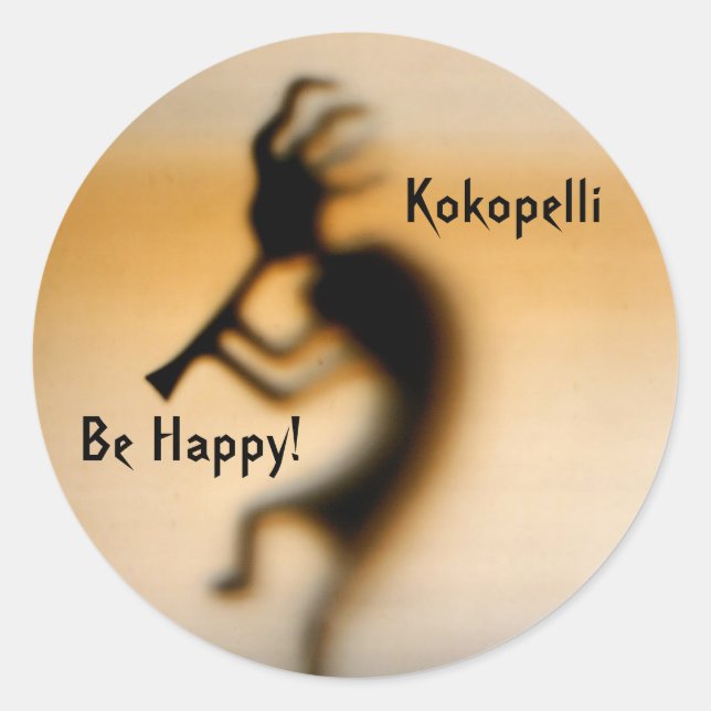 Kokopelli Be Happy Inspirational Sticker (Devant)