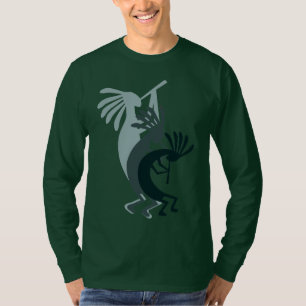 Kokopelli Obtient Musique Mens Green LS Tshirt