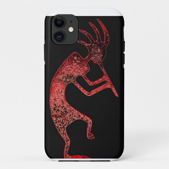 kokopelli rouge sur coque arrière - plan noir (Dos)