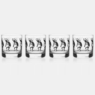 Kokopelli Sud-Ouest Noir Et Blanc Peut Verre