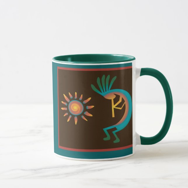 Kokopelli Sud-Ouest Turquoise Brown Café Mugs (Droite)