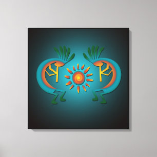 Kokopelli w Sun Turquoise Design Toile Emballée Im
