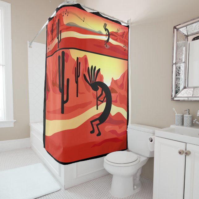 Kokopellii Sunset Desert Paysage Douche rideau (En situation)