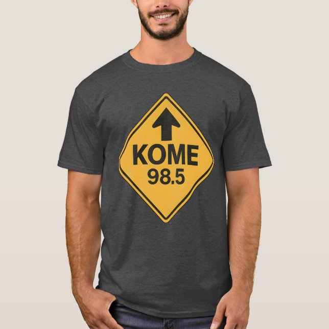 KOME 98.5 FM Road Sign Retro T-Shirt - Diam Jaune (Devant)