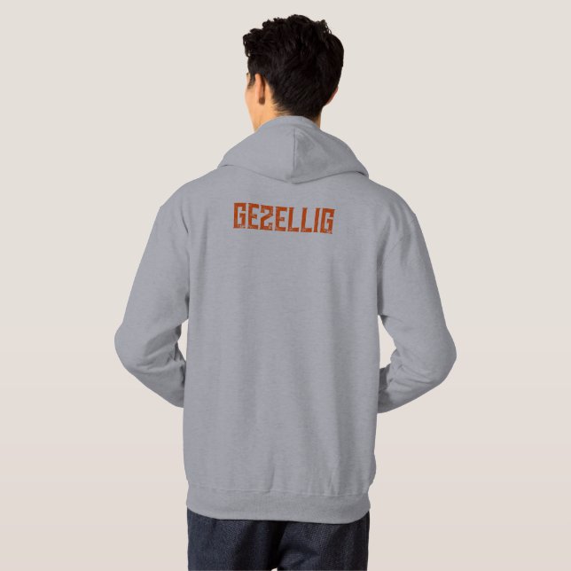 Koningsdag ‘Gezellig’ sweat à capuche - texte oran (Dos entier)