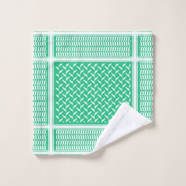 Kouffieh palestinien dégradé vert (Gant de toilette)
