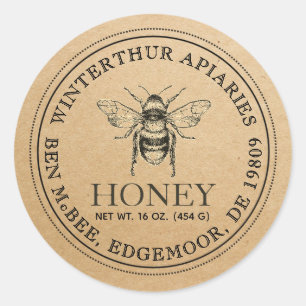 Kraft Bee Honey Jar Étiquette Darker Texte
