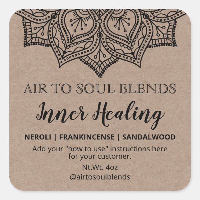 Kraft Black Mandala Blend Étiquettes (Devant)