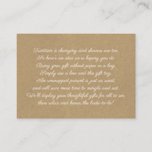 Kraft Display carte d'insertion de douche nuptiale