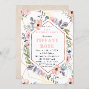 Kraft Floral 13e anniversaire Invitations