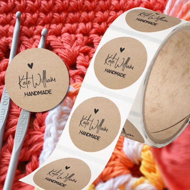  kraft handmade by heart stickers  (Créateur téléchargé)