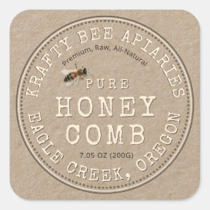 Kraft Honeypeb avec Étiquette rustique d'abeille