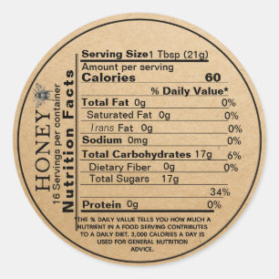 Kraft Miel Jar Mini Étiquette de la lentille nutri