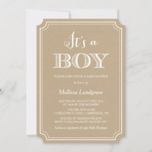 Kraft Paper C'est un Baby shower garçon Invitation