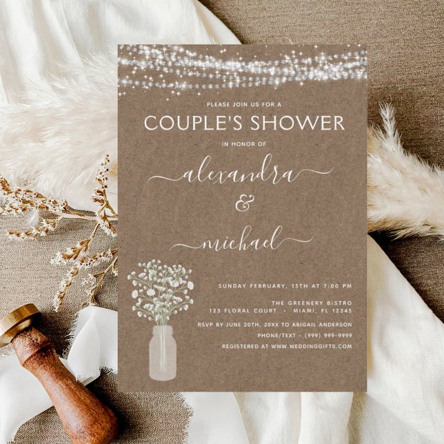 Kraft Paper Couple's Shower Rustic Invitation (Créateur téléchargé)