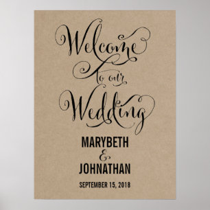 Kraft Rustic Modern We Do Mariage Welcome Poster