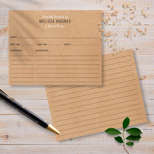 Kraft Rustique De La Cuisine De Recette Carte (Créateur téléchargé)