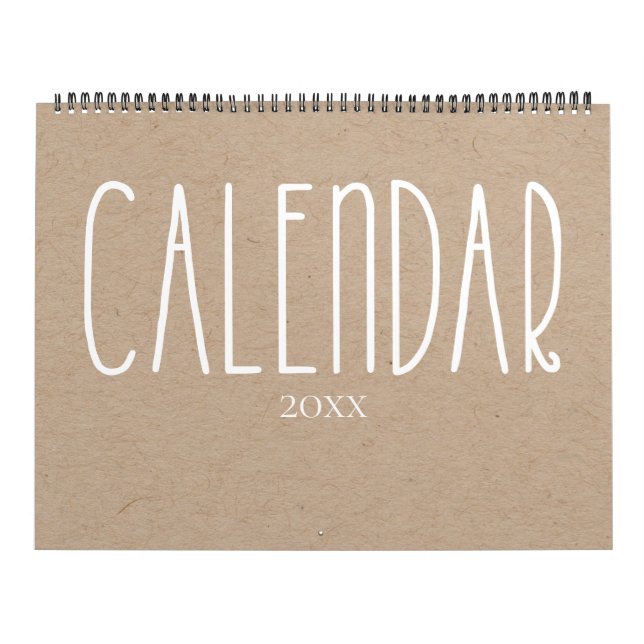 Kraft rustique moderne et calendrier blanc (Protection)