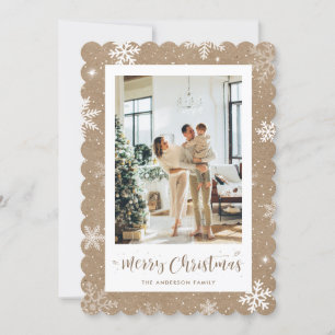 Kraft Snowflake Photo Joyeuse carte de Noël