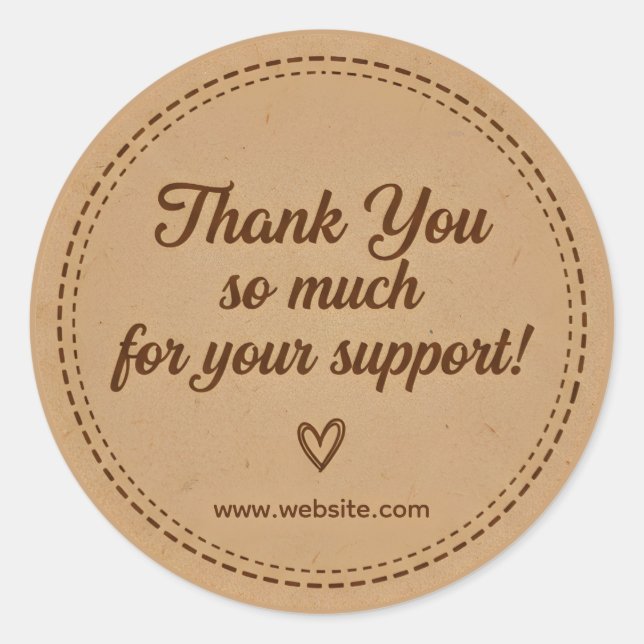 Kraft Stitch Thank You Business Sticker (Devant)