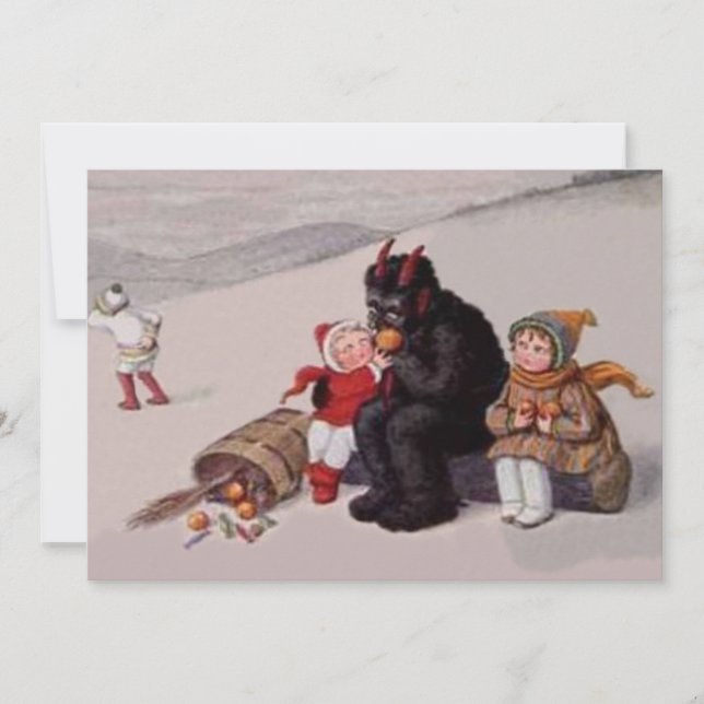 Krampus Jouant Avec Des Enfants Neige (Devant)