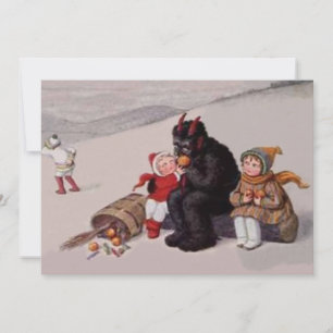 Krampus Jouant Avec Des Enfants Neige