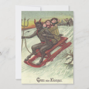 Krampus Kidnappant des Enfants en Traîneau
