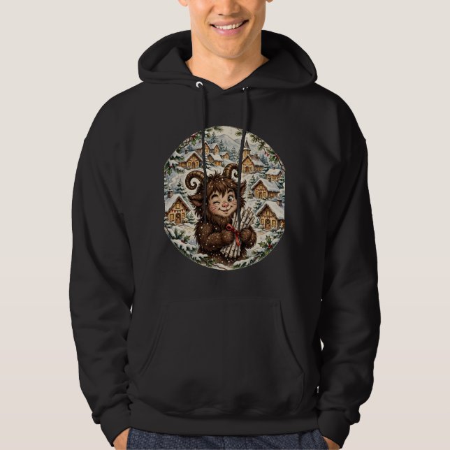 Krampus Noël Sweat à capuche foncé (Devant)