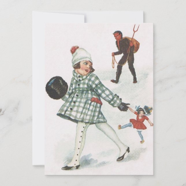 Krampus poursuivant une petite fille avec une poup (Devant)