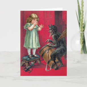 Krampus vintage avec carte de vacances enfant