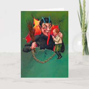 Krampus vintage avec carte de vacances enfant