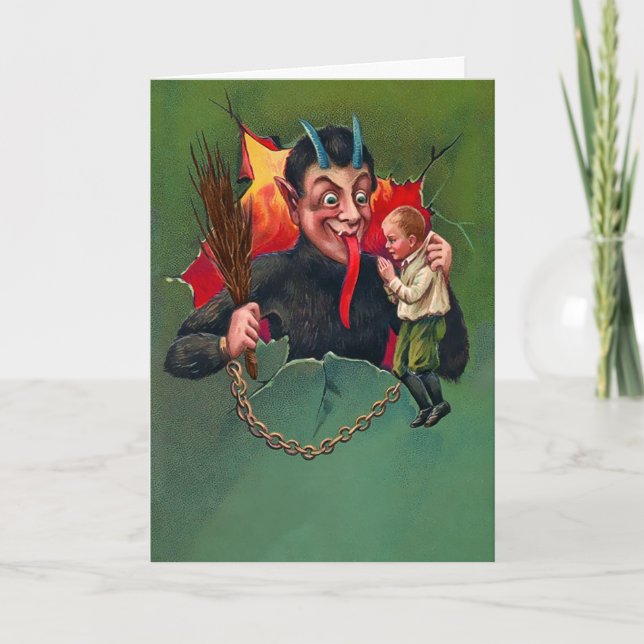 Krampus vintage avec carte de vacances enfant (Devant)