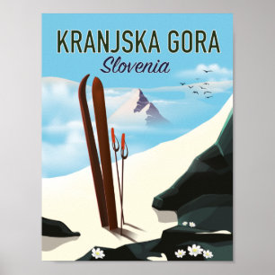 Kranjska Gora Slovénie affiche ski