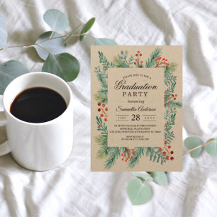 Krfat Hiver Feuille Cadre Vert Invitation