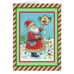 KRIS KRINGLE & CARDINAL CHRISTMAS GREELETTE CARD V