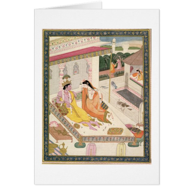 Krishna et Radha sur un lit dans un palais de (Devant)