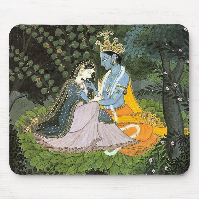 Krishna et tapis de souris coloré de Radha (Devant)