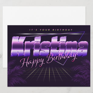 Kristina prénom carte rétro lilas pour un annivers