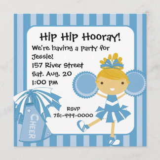 KRW Blue Pom-pom girl 2 Invitation à l'anniversair