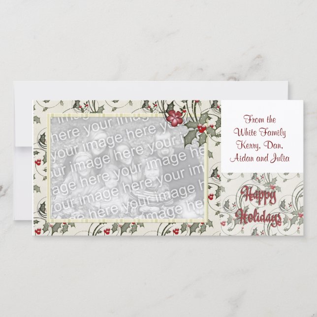KRW Holly Frame Custom Holiday Carte photo (Devant)
