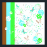 KRW KT's Butterfly Pop Art Fantasy Poster<br><div class="desc">KRW KT's Butterfly Pop Art Fantasy Poster. Created especially for my dear friend KT :) Bold stripes, circles, flowers, and - of course - butterflies, in shades of chocolate brown, aqua and lime green.</div>